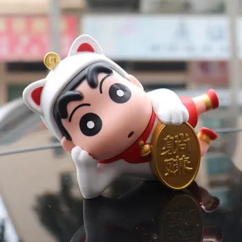 New Crayon Shin-Chan Lying Down To Earn Money Anime Action Figure Toys 9Cm - $17.16