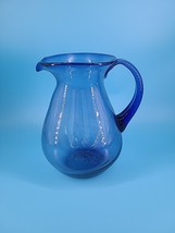 Hand Blown Colbalt Blue Glass Pitcher Bubbles - $371.88 MXN