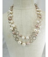 Vintage Faux Pearl Necklace Double Strand 49451 - £12.60 GBP