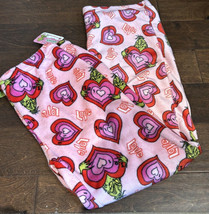 Dr Seuss Womens Grinch Pajama Pants Pink sz M plush NWT Christmas Love Hearts - £22.83 GBP