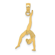 14k Solid Polished Gymnast Pendant D1449 - £84.85 GBP