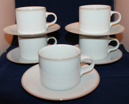 Dansk Concerto Tivoli Mix White Beige 5 Coffee Tea Mug Cups Saucers Set ... - £67.10 GBP