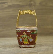 Vintage Miniature Chinese Cloisonne Water Bucket Collectible With Lid - ... - $54.45