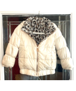 Gerry Girls Sz 5 White Ski Jacket Leopard Faux Fur REVERSIBLE Winter Puf... - $25.69