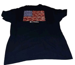 Columbia t shirt mens XXL black short sleeve American flag forest patter... - $10.00