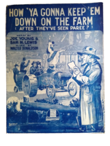 How Ya Gonna Keep Em Down On The Farm After They&#39;ve Seen Paree Sheet Music 1919 - £8.20 GBP