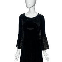 Ruff Hewn Dress Black Gold Glitter Sleeves Velvet Women&#39;s M Bell Sleeves... - $24.74