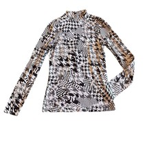 Maeve x Anthropologie Houndstooth Print Mock Neck Shirt Long Sleeve Size... - $43.54