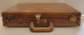 Vintage Distressed Brown Leather Executive Briefcase Luggage Attaché Sui... - $28.71