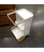 Ikea DAJLIEN Utility Cart White 16 1/2" x 15 3/8" x 25 5/8" Steel Bamboo New - $122.76