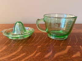 Vintage Green Vaseline / Uranium Glass Juicer with 2-cup Spouted Measure - $74.79