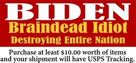 Biden Bumper Sticker - Braindead Idiot Destroying Entire Nation 8.6&quot; x 3&quot; Decal - £3.94 GBP+