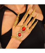 Sexy Egyptian Belly Dance Long Gold Finger Nail Cuff Bracelet Costume Je... - €12,75 EUR