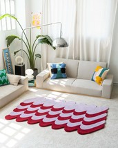 Wave Red Runner Hand Tufted Rug,Cut Pile Rug,Area Rug,Custom Rug,Kids Rug. - £81.58 GBP+