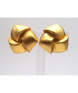 Vtg Brushed Gold Tone Knot Clip-on Earrings Fashion Jewelry 80&#39;s - $223.49 MXN