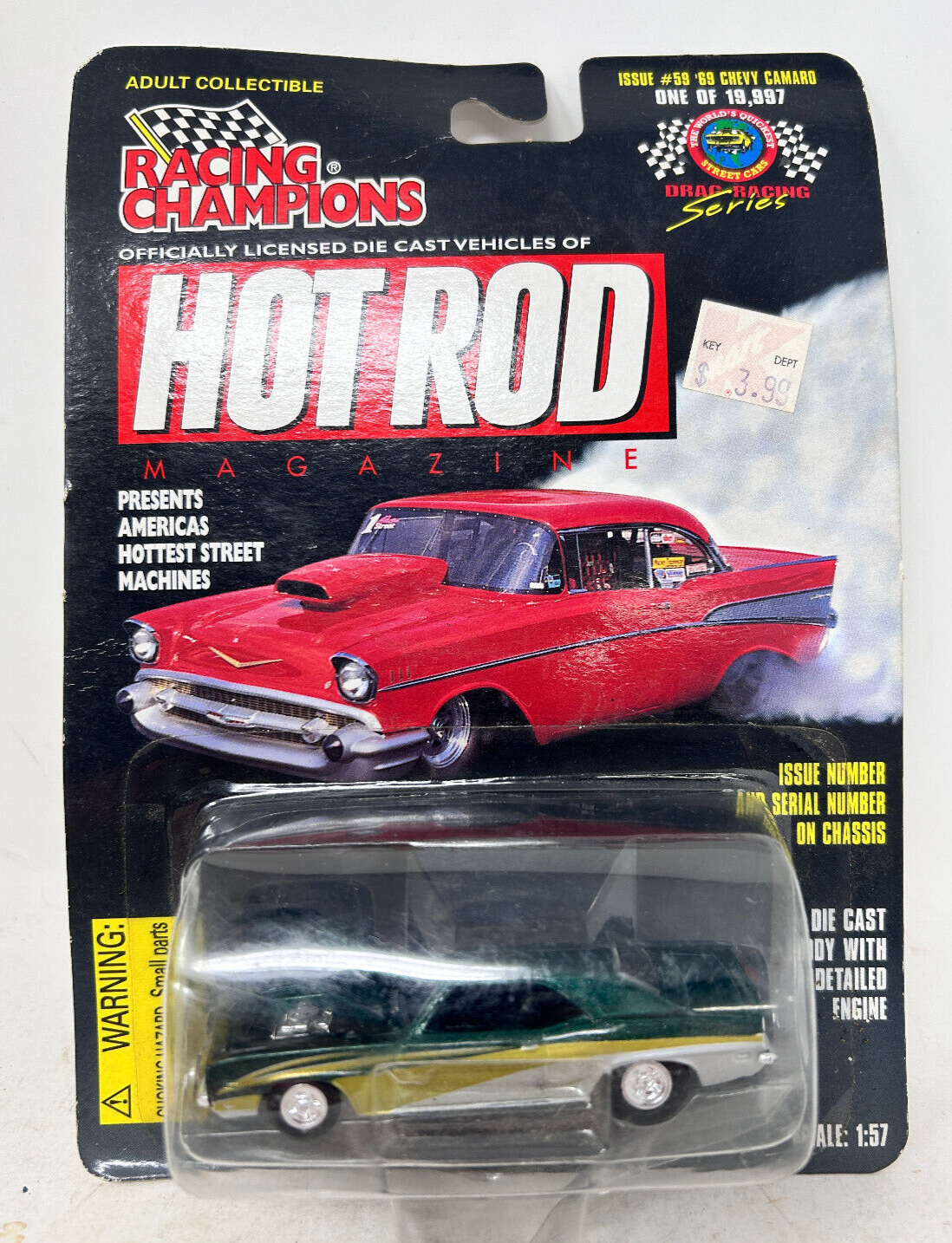 Primary image for Vintage Racing Champions Hot Rod Magazine Green 69 Chevy Camaro