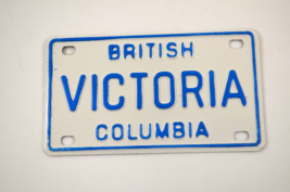 Victoria British Columbia Souvenir License Plate Miniature Bike Metal BC 1980s - £5.42 GBP