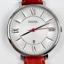 Fossil ES-3926 Women&#39;s Watch Face 35mm, Red Sec Hand &amp; Band Needs Battery - £19.75 GBP