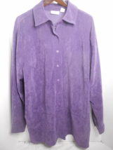 Croft &amp; Barrow Women&#39;s Sz 2X Purple Button-Up Velor FEEL Over Jacket Long Sleeve - £17.29 GBP