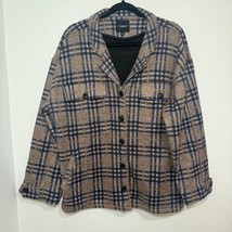 Liverpool Women’s L Cream/Tan/Black Plaid Blazer Shacket Button Up Pockets - $188.90 MXN