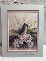 Signed 1986 Lee Roberson Print Tufted Titmouse Floral Print Unframed READ - £23.20 GBP