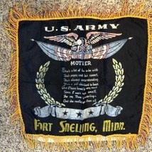Vintage Fringed Souvenir World War II Mother Pillow Cover Fort Snelling MN 1940s - £14.99 GBP