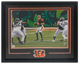 Joe Burrow Autographed &quot;#1 Pick&quot; Bengals &quot;Pocket&quot; Framed 16&quot;x20&quot; Photo F... - £1,058.04 GBP