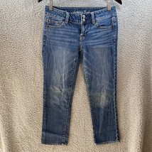 American Eagle Jeans Women&#39;s Size 2 Artist Wide Leg Dark Blue Stretch Denim - £10.63 GBP