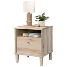 Light Maple Wood Farmhouse Style 1-Drawer Nightstand with Open Shelf - £264.39 GBP