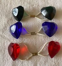 ⭕VTG 1970&#39;s Double Heart Ponytail Hair Ties Blue Green Red 3 Pieces - $207.30 MXN