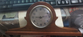 Vintage BERNCO wood case windup Mantel Clock small size 11.5 x 5 - $27.69