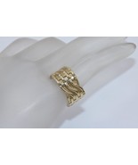 15K Gold 10mm Wide Fancy Gate Link Flexible Band Ring Size 6 - $760.41 CAD