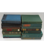 Vintage decorative library display 15 greens blues hardcover book lot - $44.55