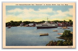 Siasconset Ship in Hyannis Harbor Cape Cod Massachusetts UNP Linen Postcard T23 - $3.91