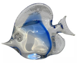 Pele&#39;s Glass Hawaii Blue White Angel Fish Figurine Art Glass HandBlown N... - $16.82