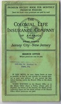 Colonial Life Insurance Company Premium Receipt Book 1946 Jersey City Ne... - $5.76