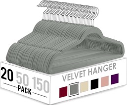 Utopia Home Velvet Hangers 20 Pack - Non-Slip Clothes - Grey - $21.12