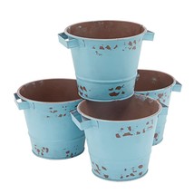 4 Pack Small Galvanized Buckets, 4 Inch Tin Pails, Vintage Metal Flower Pot For  - £26.88 GBP