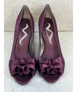 Nina Satin Ruffle Front Eggplant Purple Heels - 6.5 - £12.99 GBP