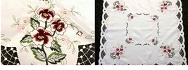 33&quot;  Embroidered Rose Square Polyester Cutwork Tablecloth End Side Table... - $30.99