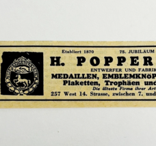 1945 WW2 German-USA H. Popper &amp; Son Advertisement Medals Emblems NYC C94D - $369.57 MXN