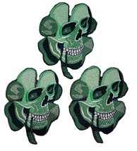 Irish Clover Skull Shamrock Morale Patch [3PC Set - Hook Fastener Backin... - £8.64 GBP