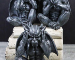 Notre Dame Gothic Winged See hear Speak No Evil Sitting Gargoyles Figuri... - $54.99
