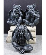 Notre Dame Gothic Winged See hear Speak No Evil Sitting Gargoyles Figuri... - £43.20 GBP