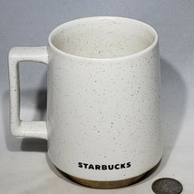 Starbucks Coffee Co Speckled Mug White Black 16 oz Square Handle Wood Base 2017 - £14.80 GBP