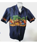 Royal Creations Men Shirt Size L Aloha Hawaiian SS Blue Cars Surfboard O... - £25.46 GBP