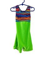 Motionwear Gymnastics Shortall Leotard Girls 8-10 Green Velvet Rainbow S... - $221.36 MXN