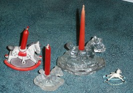 Lot Of 4 Rocking Horse Candle Holders Christmas Decor Goebel #54403-08 Crystal - $38.79