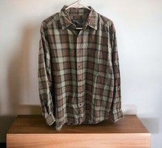 Bannana Republic  LSleeve Button Plaid Shirt Men&#39;s Size M Cotton Khaki O... - £21.01 GBP