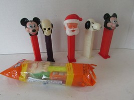 6 Pez Dispensers Mickey Mouse Snoopy Santa Skull And Slimer L144 - £3.67 GBP